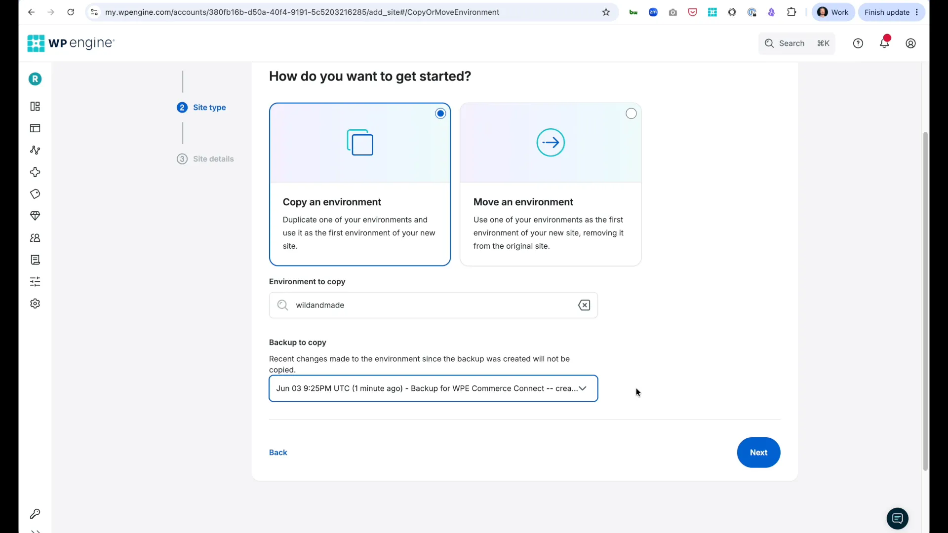 Configure domain for new site