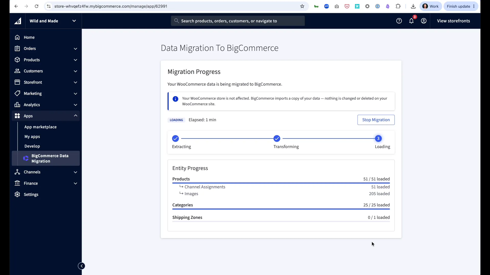 Synced products in Commerce Connect