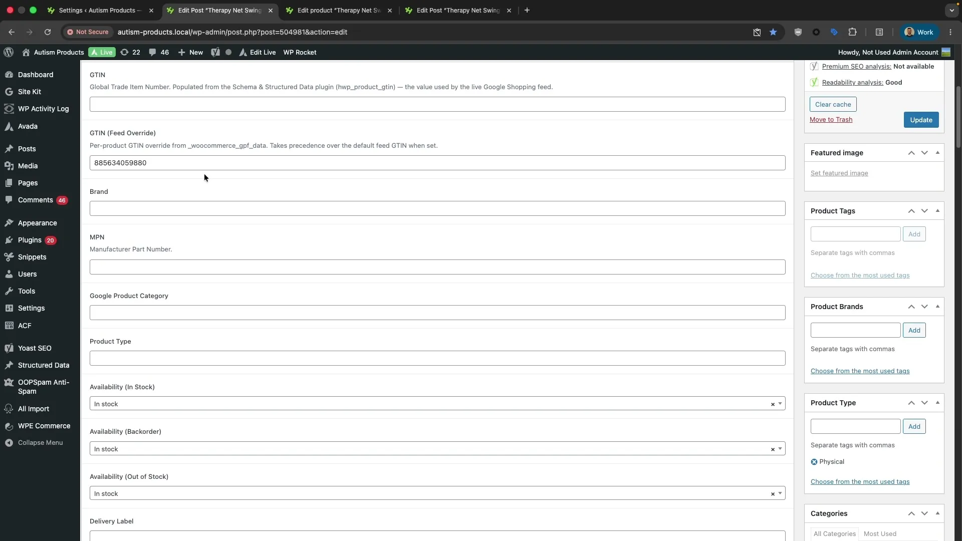 Product editor showing migrated GTIN value