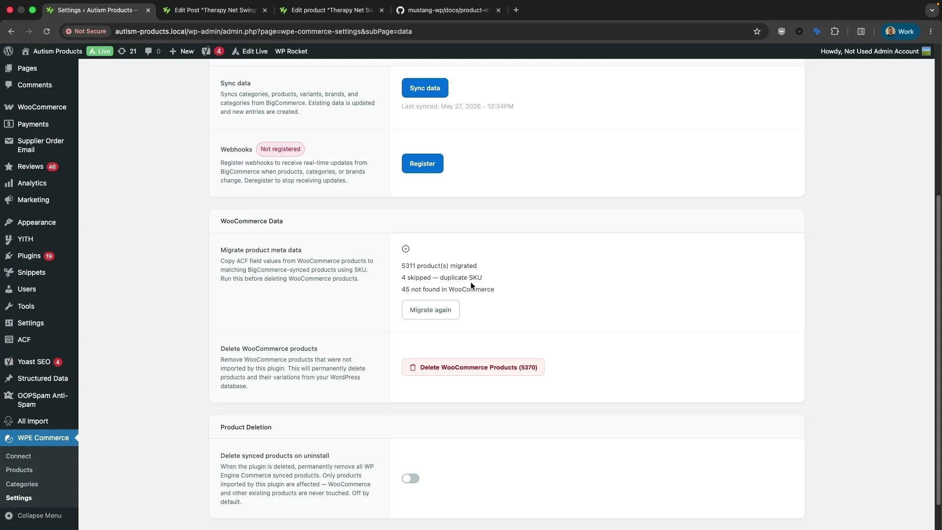 Migration complete showing results
